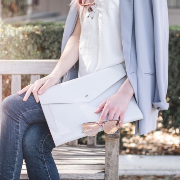 GLASS Ladder & Co Megan Portfolio cloud gray vegan leather Clutch organizer - Picture 3 of 10